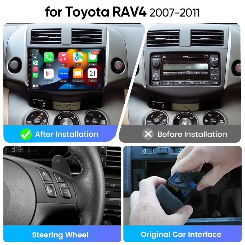 Junsun eSIM Android 14 Wireless CarPlay Android Radio For Toyota RAV4 2007 2008 2009-2011 Autoradio Stereo auto accessories