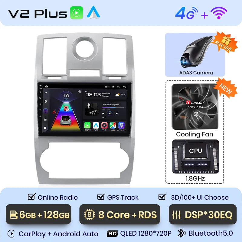 Junsun Car Radio For Chrysler 300C Aspen 2004 - 2008 wireless CarPlay Android Auto car intelligent systems No 2 din 2din DVD