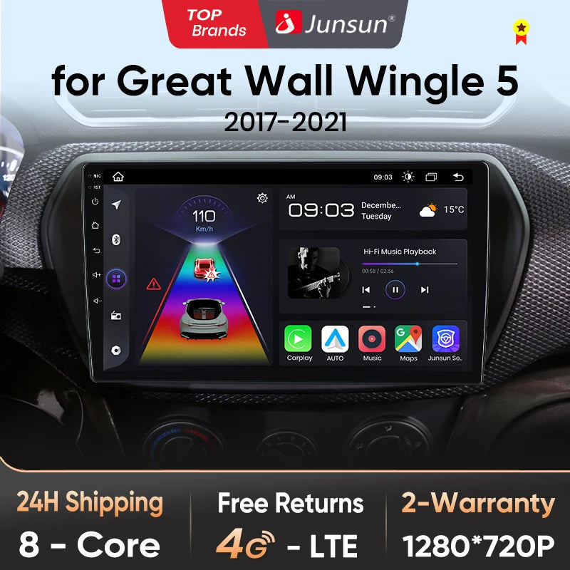 Junsun V1pro 2 Din Android Auto Radio for Great Wall Wingle 5 2017 2018 2019 2020 2021 Car Multimedia Autoradio
