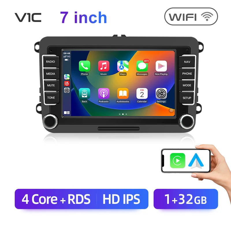 Junsun 2Din Wireless CarPlay for Apple Android Auto Car Radio Multimedia Player For VW Volkswagen Skoda Octavia PASSAT B6 GOLF