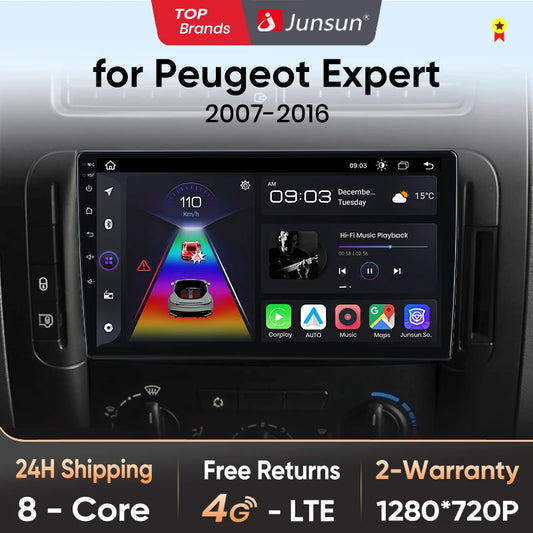 Junsun V1 Plus Car Radio For Peugeot Expert 2007 - 2016 wireless CarPlay Android Auto car intelligent systems No 2 din 2din DVD