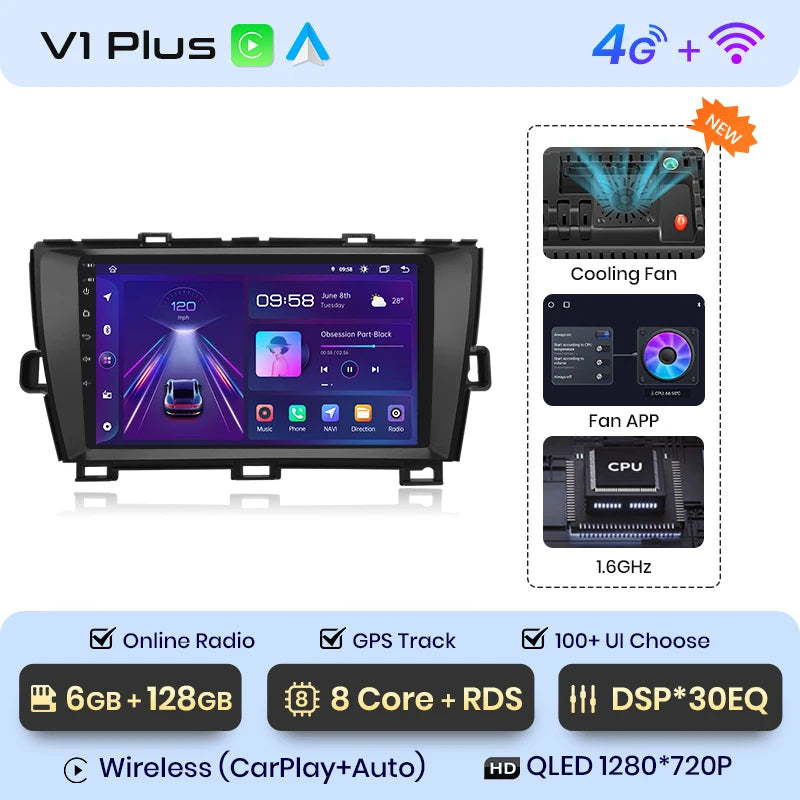 Radio Junsun inalámbrica Android para Toyota Prius 2009-2016, 4G, GPS, 2DIN 