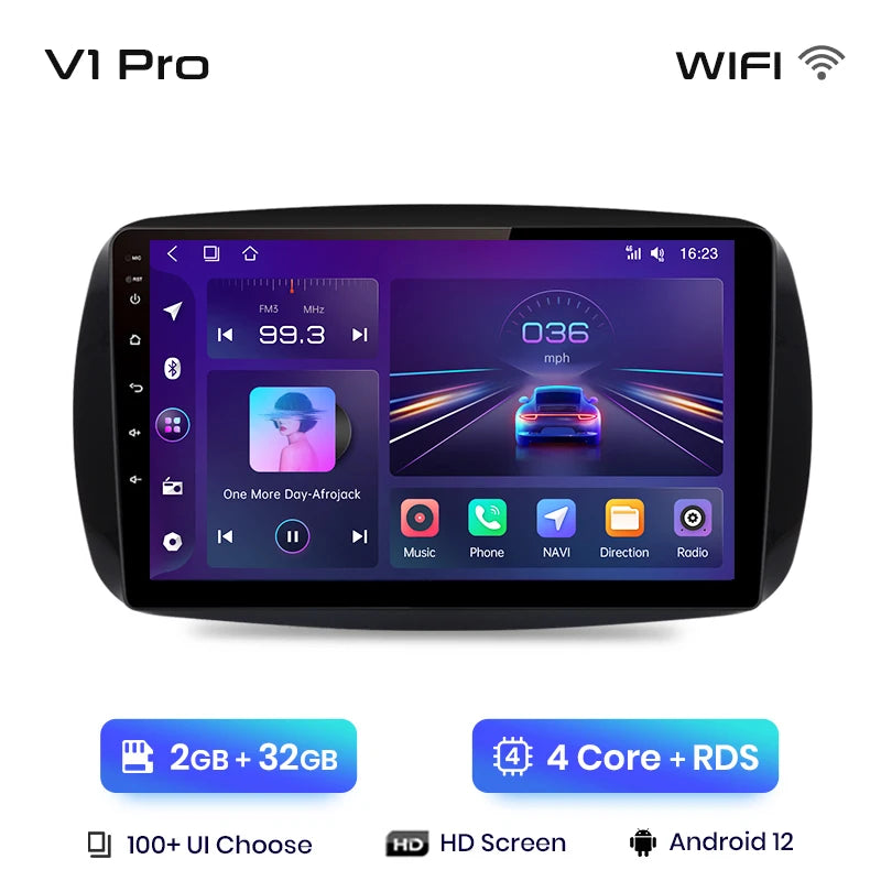 Junsun V1 AI Voice Wireless CarPlay Android Autoradio für Mercedes Benz Smart 2016 Auto Multimedia GPS 2din Autoradio 