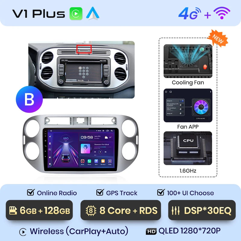 Junsun V1pro AI Voice 2 din Android Auto Radio For VW Volkswagen Tiguan 1 NF 2006-2016 Carplay Car Multimedia GPS 2din autoradio
