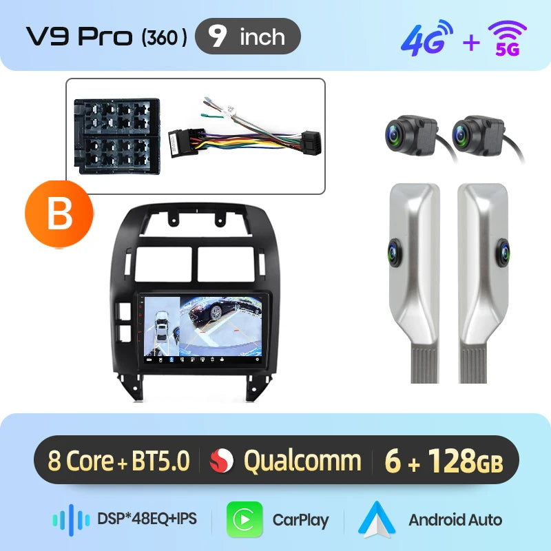 Junsun Wireless CarPlay Car Radio For Volkswagen Polo Mk4 IV 2001-2009 Android Multimedia