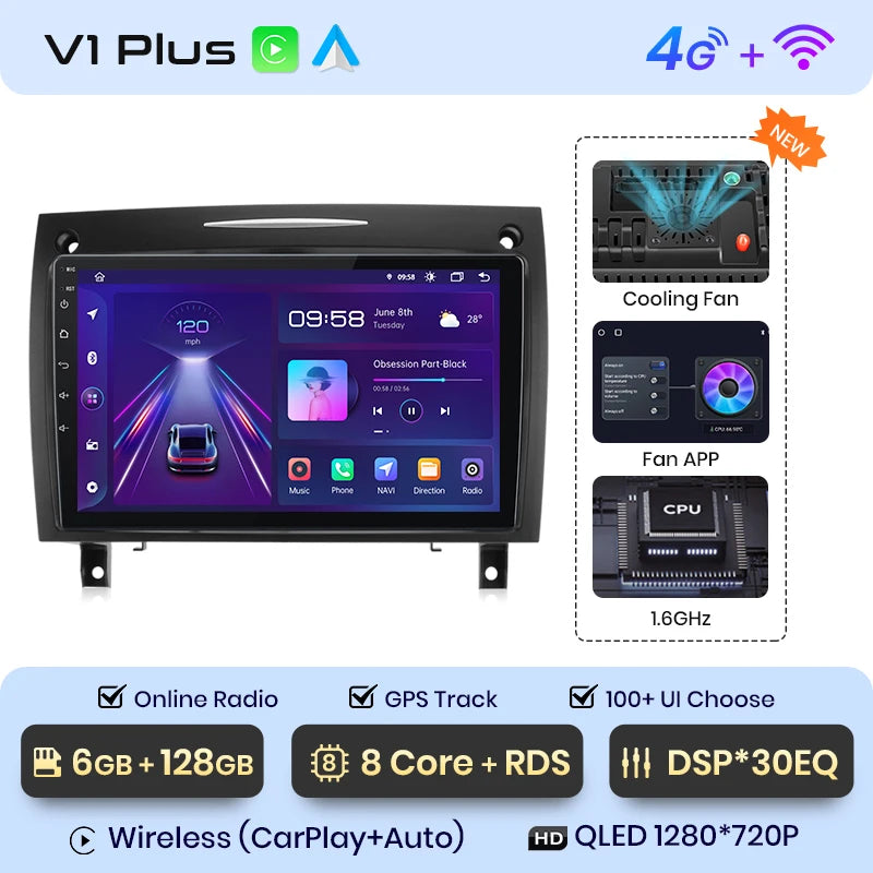 Junsun V1 CarPlay Android Auto Radio For Mercedes Benz SLK Class R171 2004-2011 SLK 200 280 300 350 Car Multimedia autoradio