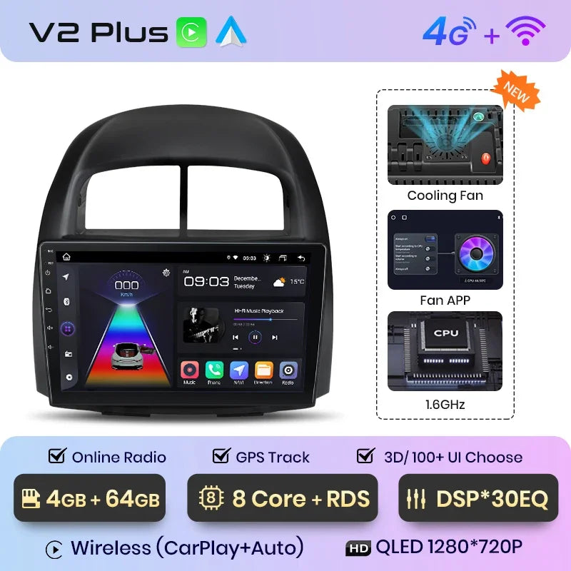 Junsun Wireless CarPlay Android Auto Radio For Toyota Passso 2006 2007 2008 2009-2011 Car Intelligent Systems RDS BT WiFi 2 din