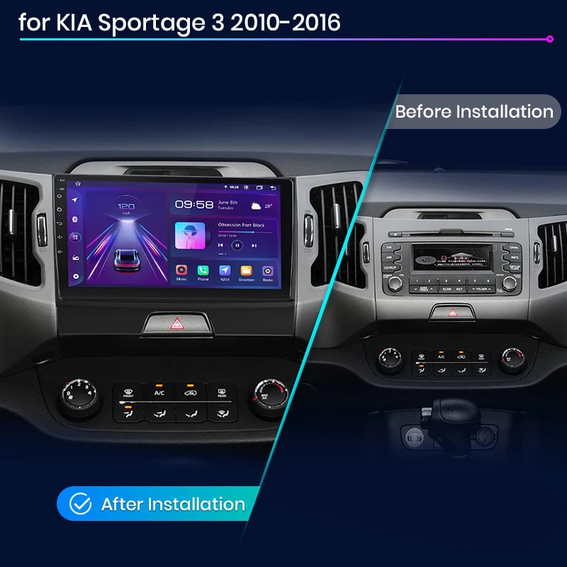 Junsun V1pro AI Voice 2 din Android Auto Radio For KIA Sportage 3 2010-2016 Carplay 4G Car Multimedia GPS 2din autoradio