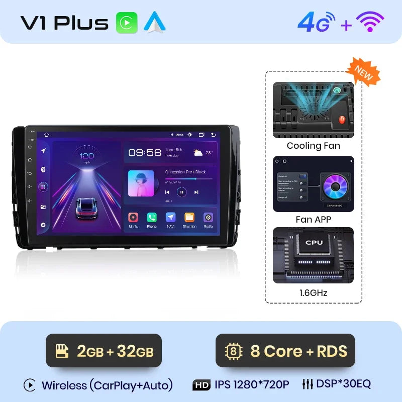 Junsun Wireless CarPlay Android Auto Radio For VW VILORAN SAGITAR TAYRON T-ROC 2021 Car Intelligent Systems RDS BT WiFi 2 din