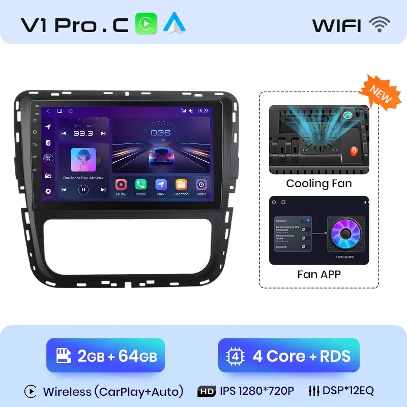 Junsun Wireless CarPlay Android Auto Radio For VOLKSWAGEN PASSAT 2012 2013 2014 2015 Car Intelligent Systems RDS BT WiFi 2 din
