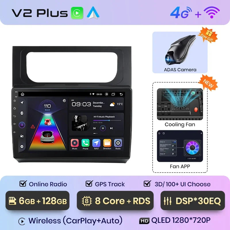 Junsun Wireless CarPlay Android Auto Radio For VOLKSWAGEN TOURAN 2011 2012 2013 -2015 Car Intelligent Systems RDS BT WiFi 2 din