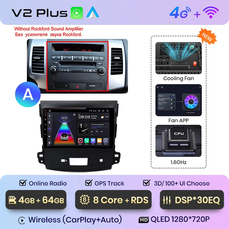 Junsun V1pro 2 din Android Auto Radio For Mitsubishi Outlander xl 2 2005-2011 Citroen C-Crosser Carplay Car Multimedia autoradio - Junsun Official Store