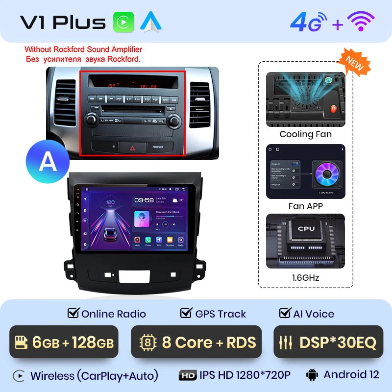 Junsun V1pro 2 din Android Auto Radio For Mitsubishi Outlander xl 2 2005-2011 Citroen C-Crosser Carplay Car Multimedia autoradio