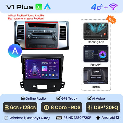Junsun V1pro 2 din Android Auto Radio For Mitsubishi Outlander xl 2 2005-2011 Citroen C-Crosser Carplay Car Multimedia autoradio