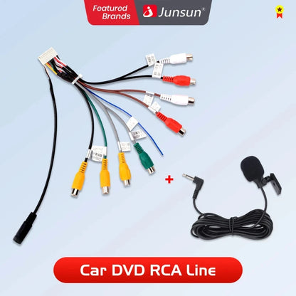 Junsun Autoradio-RCA-Ausgangskabel Aux-In-Adapterkabel mit Mikrofon Autozubehör 