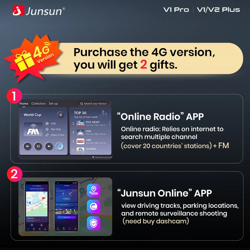 Junsun V1 Wireless CarPlay Android Auto Radio For Toyota Land Cruiser Prado 120 2004 - 2009 4G Car Multimedia GPS 2din autoradio