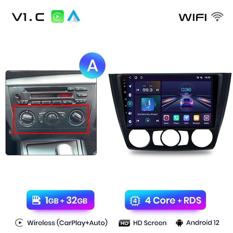 Junsun V1 AI Voice Wireless CarPlay Android Auto Radio For BMW 1-Series 1 Series E87 E81 E82 E88 2004-2011 4G Car Multimedia GPS