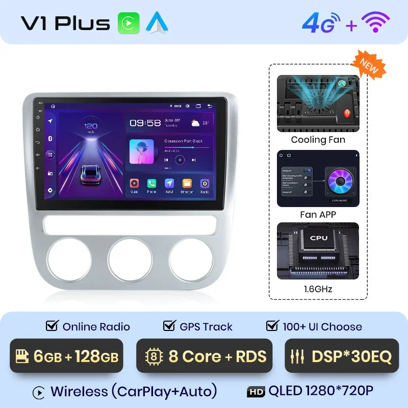Junsun Wireless CarPlay Android Auto Radio For VOLKSWAGEN SCIROCCO 2009 2010-2014 Car Intelligent Systems RDS BT WiFi 2 din