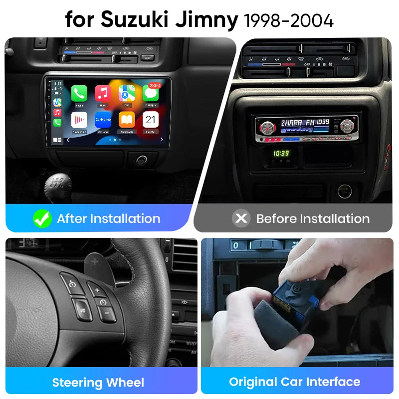 Junsun eSIM Wireless CarPlay Android Auto For Suzuki Jimny 1998 1999 2000 2001 2002 2003 2004 2 Din Autoradio RDS BT DSP