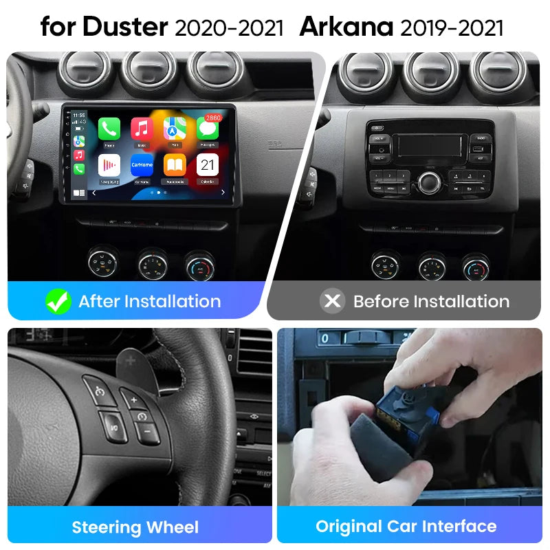 Junsun eSIM Android 14 Wireless CarPlay Android Radio For Duster 2020-2021 For Arkana 2019-2021Autoradio Stereo auto accessories
