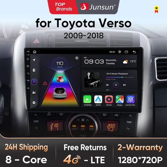 Junsun V1 AI Voice Wireless CarPlay Android Auto Radio for Toyota Verso R20 2009 - 2018 4G Car Multimedia GPS 2din autoradio