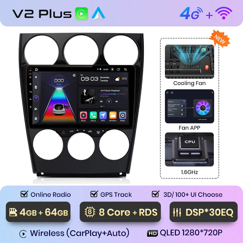 Junsun V1pro AI Voice Android Auto Radio for Mazda 6 2004-2015 Carplay 4G Car Multimedia GPS 2din autoradio