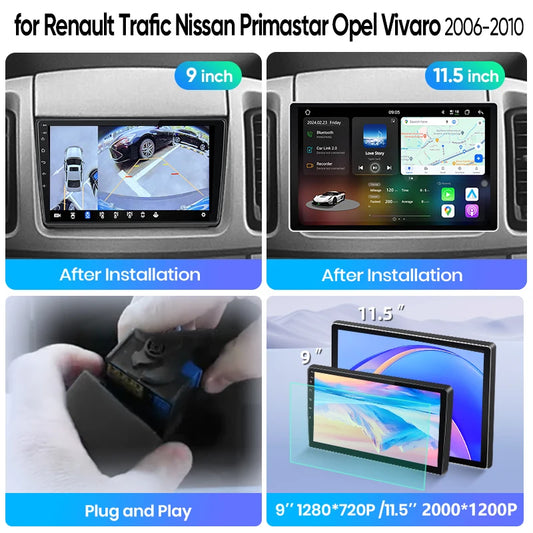 Junsun Wireless CarPlay Car Radio For Renault Trafic Nissan Primastar Opel Vivaro 2006-2010 Android Multimedia