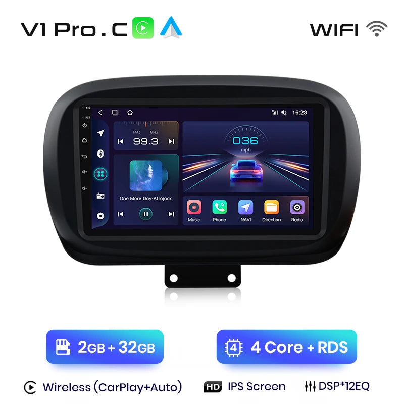 Junsun V1 Plus Car Radio For Fiat 500X 2014 - 2020 wireless CarPlay Android Auto car intelligent systems No 2 din 2din DVD