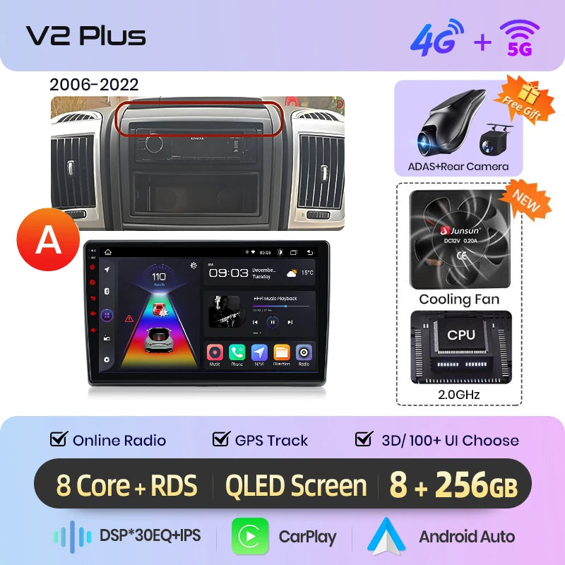 Junsun AI 4G LTE Wireless CarPlay Android Auto Car Radio For Hyundai I20 2014-2019 GPS Navi RDS FM