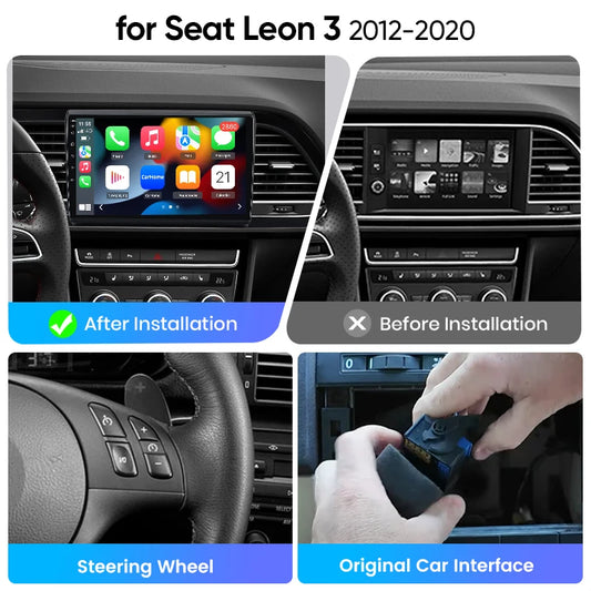 Junsun eSIM Wireless CarPlay Android Auto For Seat Leon 3 2012 2013 2014-2020  2 Din Autoradio RDS BT DSP auto accessories