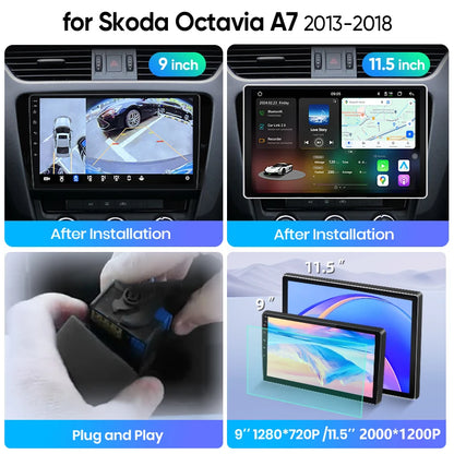 Junsun Wireless CarPlay Car Radio For SKODA Octavia 3 A7 2013 - 2018 Android Multimedia