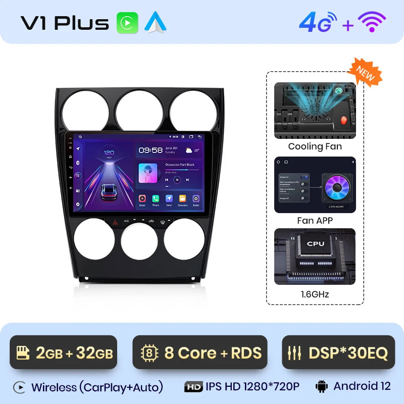 Junsun V1pro AI Voice Android Auto Radio for Mazda 6 2004-2015 Carplay 4G Car Multimedia GPS 2din autoradio