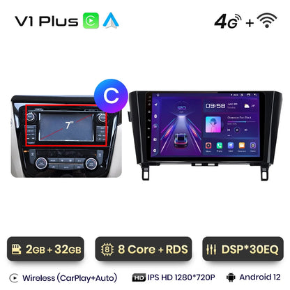 Junsun V1 Drahtloses CarPlay Android Autoradio für Nissan Qashqai J11 X-Trail 3 T32 2013-2017 Auto-Multimedia-GPS 2din Autoradio 