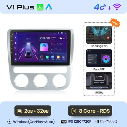 Junsun Wireless CarPlay Android Auto Radio For VOLKSWAGEN SCIROCCO 2009 2010-2014 Car Intelligent Systems RDS BT WiFi 2 din