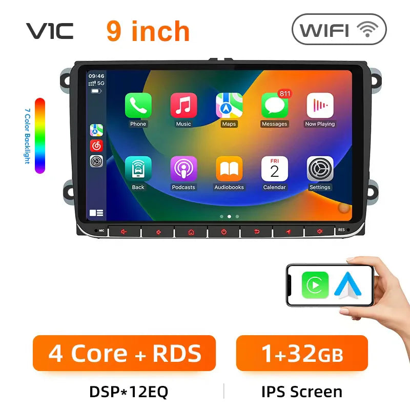 Junsun 2Din Wireless CarPlay for Apple Android Auto Car Radio Multimedia Player For VW Volkswagen Skoda Octavia PASSAT B6 GOLF