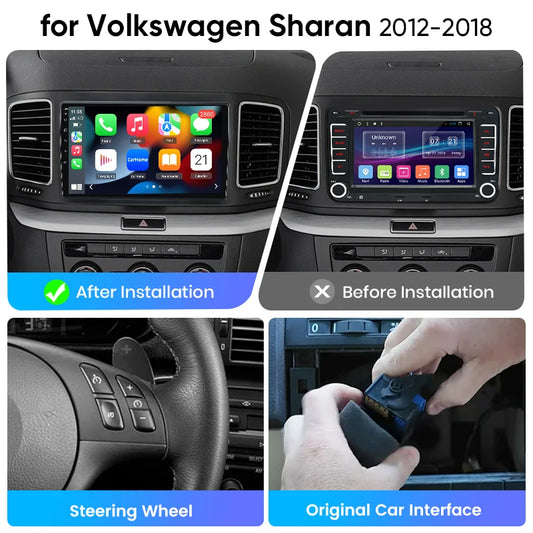 Junsun eSIM Android Wireless CarPlay Auto Car Radio For Volkswagen Sharan 2012-2018 Intelligent Systems DSP SWC auto accessories