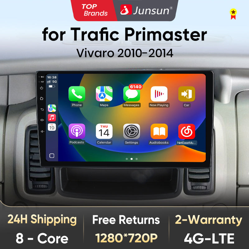 Junsun AI Voice 2 din Android Auto Radio dla Renault Trafic Nissan Primastar Opel Vivaro 2010 - 2014 Carplay 4G Car Multimedia GPS 2din autoradio
