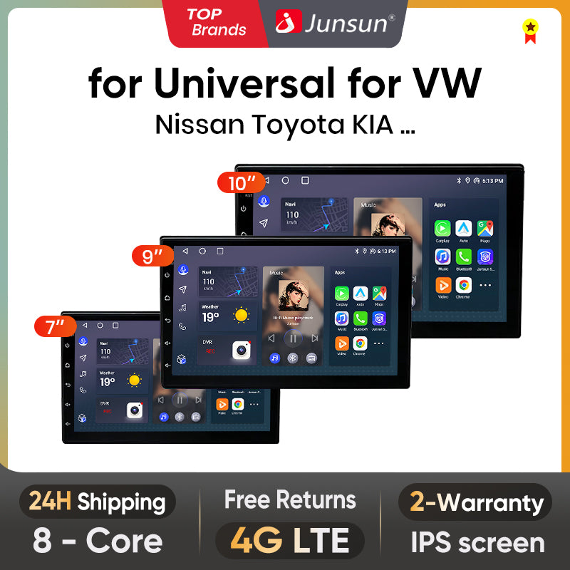 Junsun 7" 9" 10.1" Universal CarPlay Android Autoradio für VW Volkswagen Fiat Renault Nissan Hyundai 4G Auto Multimedia Autoradio