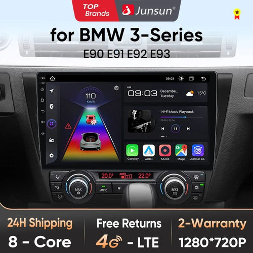 Junsun AI voice 4G LTE wireless CarPlay Android Auto Radio For BMW 3-Series E90 E91 E92 E93 Car Intelligent Systems Multimedia player Stereo RDS BT 2 din autoradio GPS Navi screen - Junsun Official Store