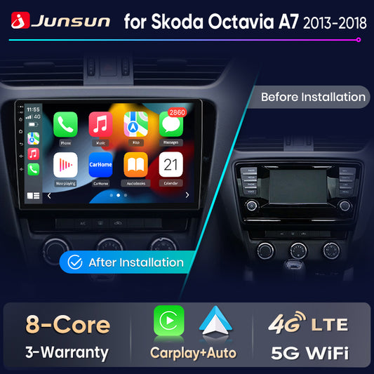Junsun Wireless CarPlay Car Radio For SKODA Octavia 3 A7 2013 - 2018 Android Multimedia