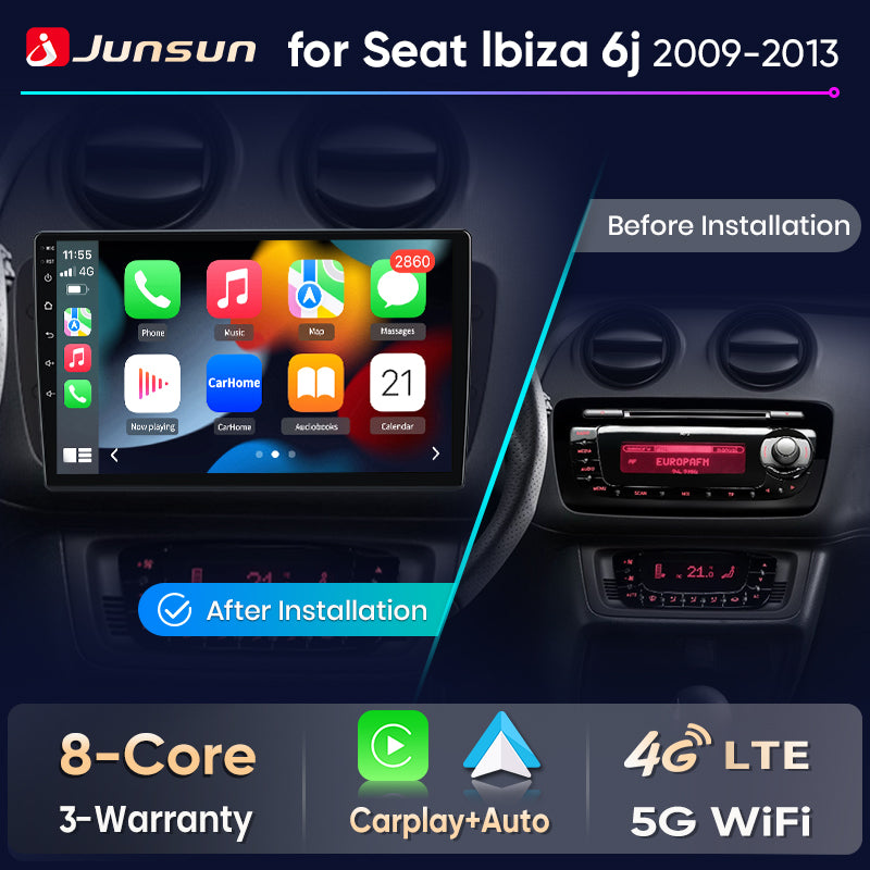Junsun Wireless CarPlay Car Radio For Seat Ibiza 6j 2009-2013 2010 Android Multimedia