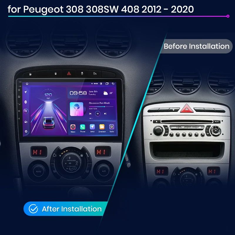 Junsun AI voice 4G LTE wireless CarPlay Android Auto Radio For Peugeot 308 308SW 408 2012 - 2020 Car Intelligent Systems Multimedia player Stereo RDS BT 2 din autoradio GPS Navi screen